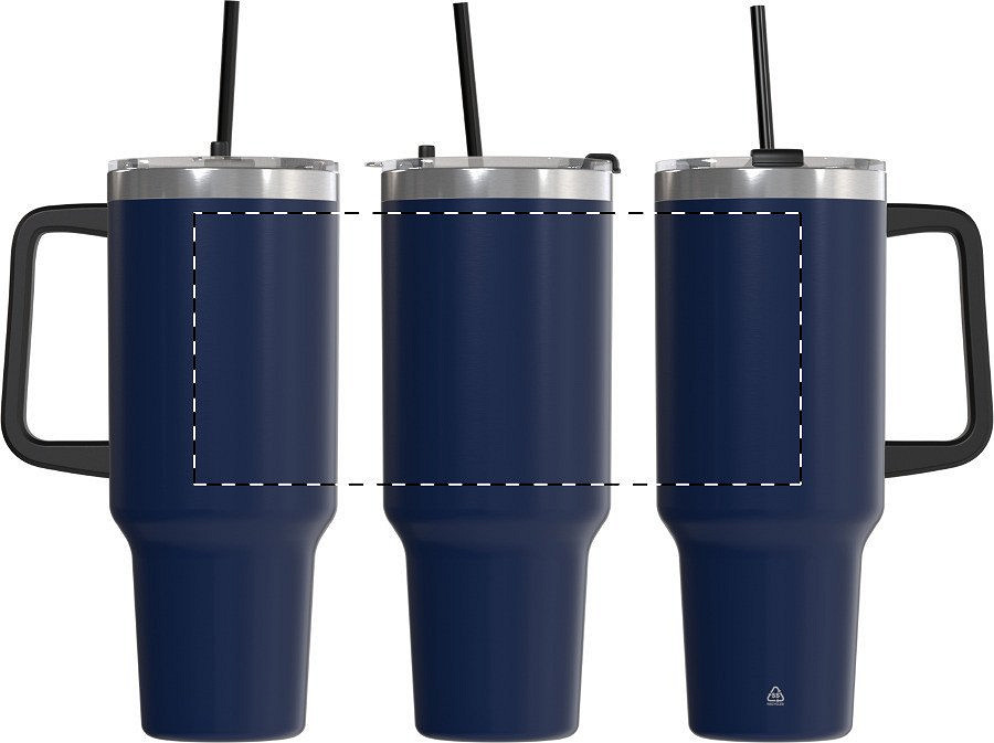 Rotary screen printing opposite of the handle