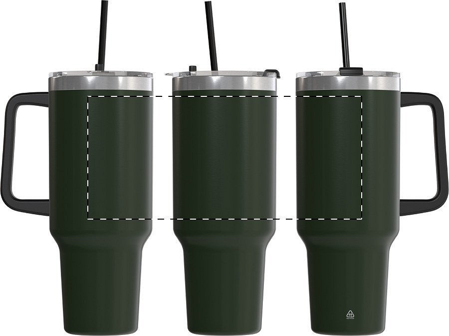 Rotary screen printing opposite of the handle