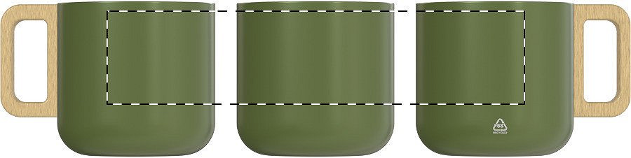 Rotary screen printing opposite of the handle