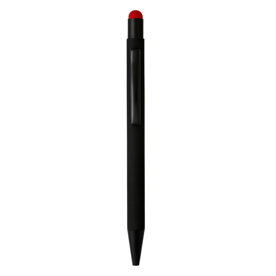 TITANIUM BLACK, metalna "touch" hemijska olovka, crvena