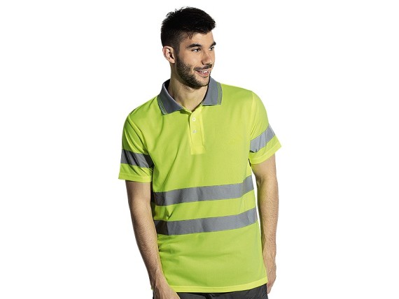 VISION POLO, hi viz safety polo shirt neon yellow