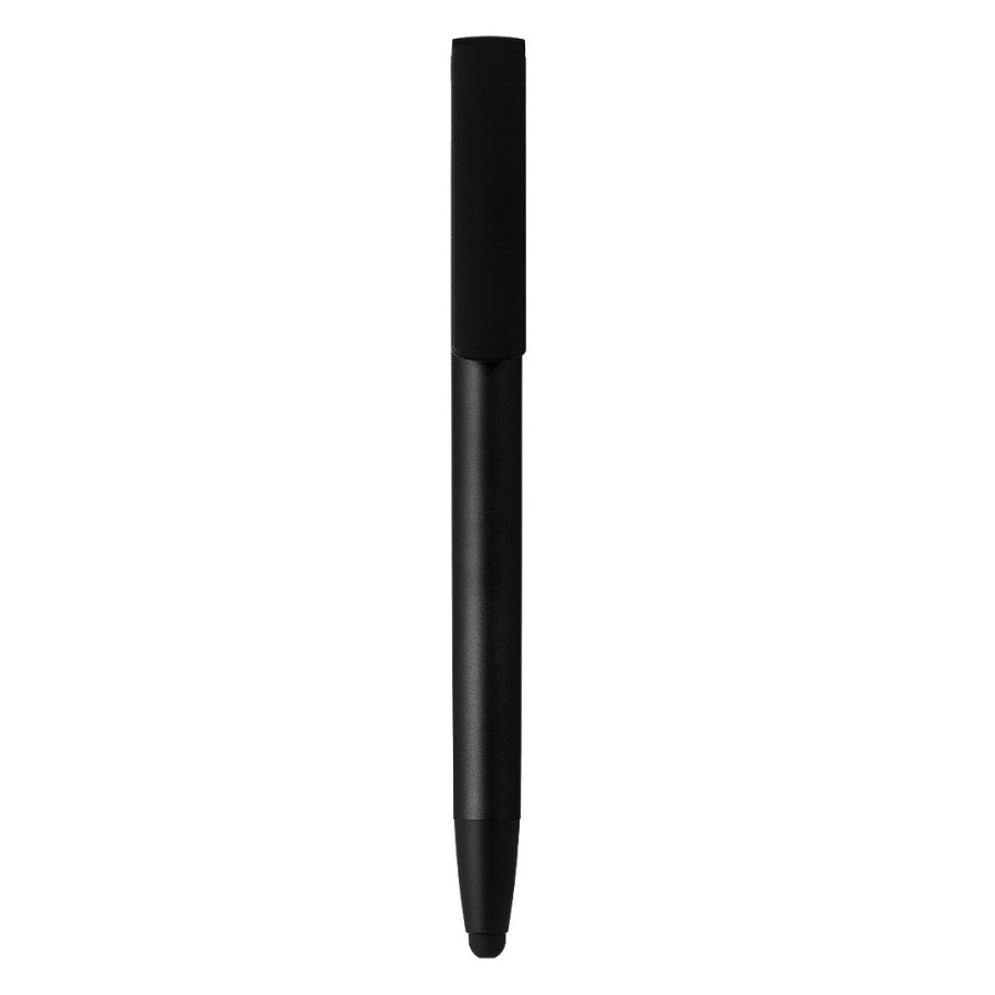HALTER, plastic touch pen with mobile phone holder, metallic black