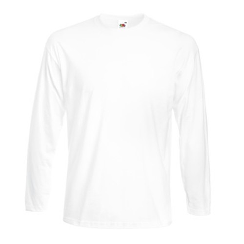 Fruit of the Loom, Super Premium, Men's Long Sleeve Cotton T-shirt, White, L