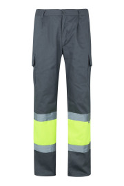 VL ATHENA. Two-tone twill trousers (210g/m²), lined, multi-pocket, in cotton (20%) and polyester (80%)