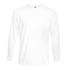Fruit of the Loom, Super Premium, Men's Long Sleeve Cotton T-shirt, White, 2XL