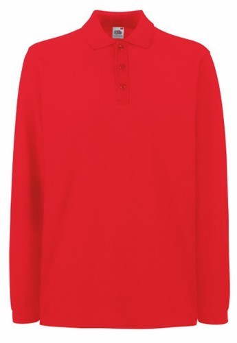 Fruit of the Loom, Premium LS Polo, premium unisex  polo majica dugih rukava,  crvena, XL