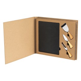 SLATE, serving board and cheese knives in a set, 4/1, beige