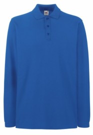Fruit of the Loom, Premium LS Polo, premium men's long sleeve polo shirt, royal blue, M