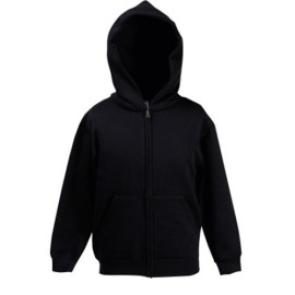 Fruit Of The Loom, Kids Classic Hooded Sweat Jacket, duks za decu sa kapuljačom i cibzarom, crna, 14-15