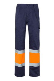 VL ATHENA. Two-tone twill trousers (210g/m²), lined, multi-pocket, in cotton (20%) and polyester (80%)