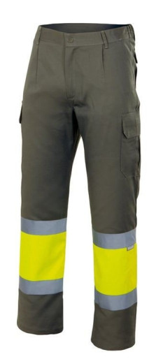 VL ATHENA. Two-tone twill trousers (210g/m²), lined, multi-pocket, in cotton (20%) and polyester (80%)