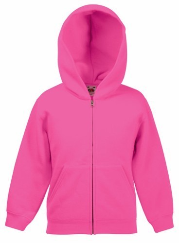 Fruit Of The Loom, Kids Classic Hooded Sweat Jacket, Hooded & Cubar Sweatshirt, Fuchsia, 5-6