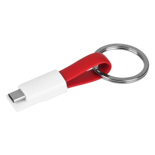 LINK C, usb charging cable 2 in 1, keychain, red