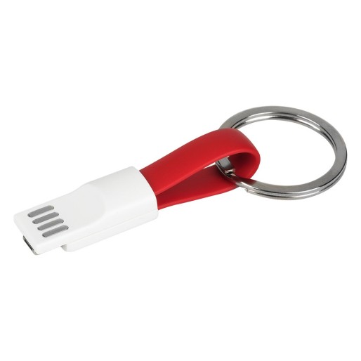 LINK C, usb charging cable 2 in 1, keychain, red