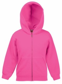 Fruit Of The Loom, Kids Classic Hooded Sweat Jacket, Hooded & Cibbler Sweatshirt, Fuchsia, 7-8