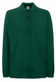 Fruit of the Loom, Premium LS Polo, premium unisex polo majica dugih rukava, tamno zelena, L