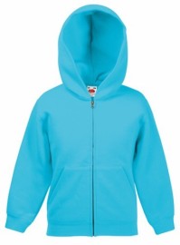 Fruit Of The Loom, Kids Classic Hooded Sweat Jacket, Hooded & Cibbler Sweatshirt, Azure Blue, 7-8