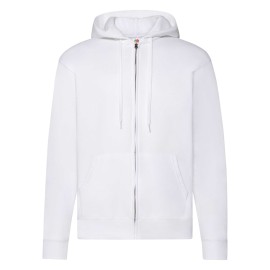 Fruit of the Loom, Classic Hooded Sweat Jacket, unisex duks sa kapuljačom i cibzarom, bela, S
