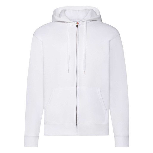 Fruit of the Loom, Classic Hooded Sweat Jacket, men's hooded sweatshirt, white, S