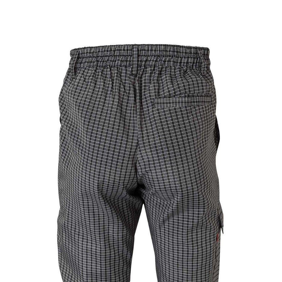 BEKU, Lagane karirane šef kuvarske pantalone sa više džepova,80% poliester 20% pamuk ,105 gr, crna,2XL