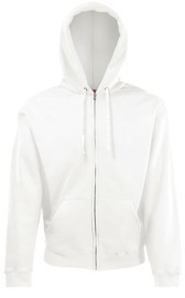 Fruit of the Loom, Classic Hooded Sweat Jacket, unisex duks sa kapuljačom i cibzarom, bela, L