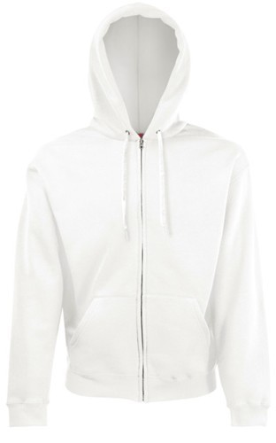 Fruit of the Loom, Classic Hooded Sweat Jacket, men's hooded sweatshirt, white, 2XL