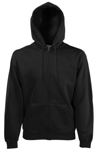 Fruit of the Loom, Classic Hooded Sweat Jacket, men's hooded sweatshirt, black,S