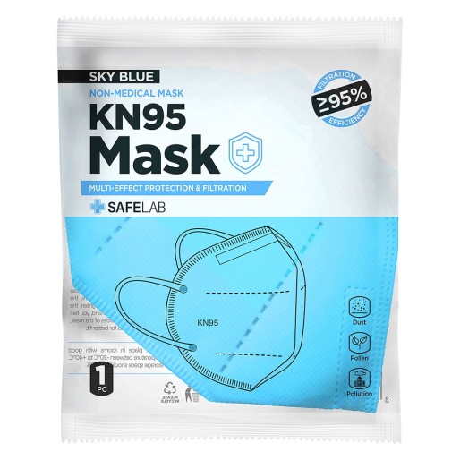 KN95, face mask, sky blue