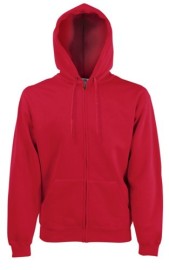 Fruit of the Loom, Classic Hooded Sweat Jacket, unisex duks sa kapuljačom i cibzarom, crvena, M