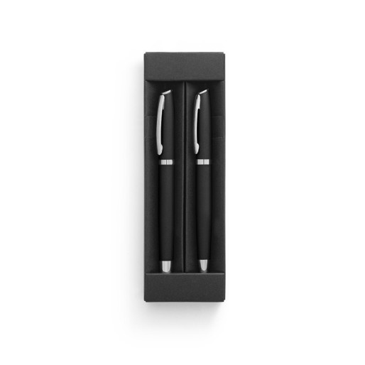 RE-LANDO-SET. Roller and ball pen set with recycled aluminium (100% rAL) body