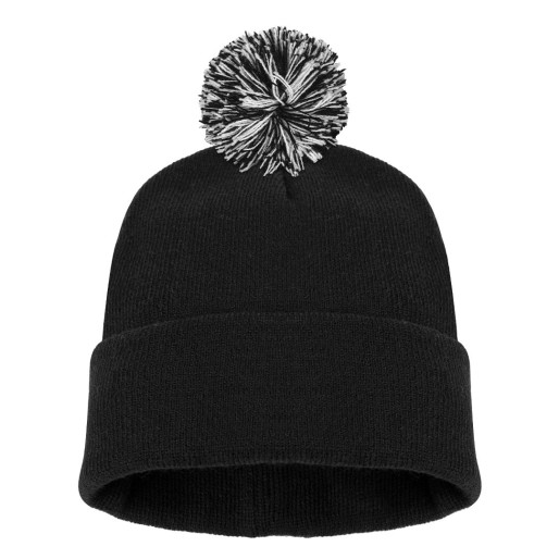 POM POM, winter cap with pom pom, black