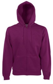 Fruit of the Loom, Classic Hooded Sweat Jacket, unisex duks sa kapuljačom i cibzarom, burgundi, L