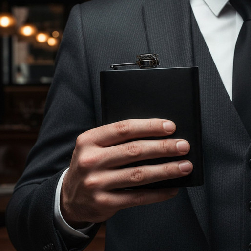 DECANT 8, flask with two cups in a set, 4/1, black