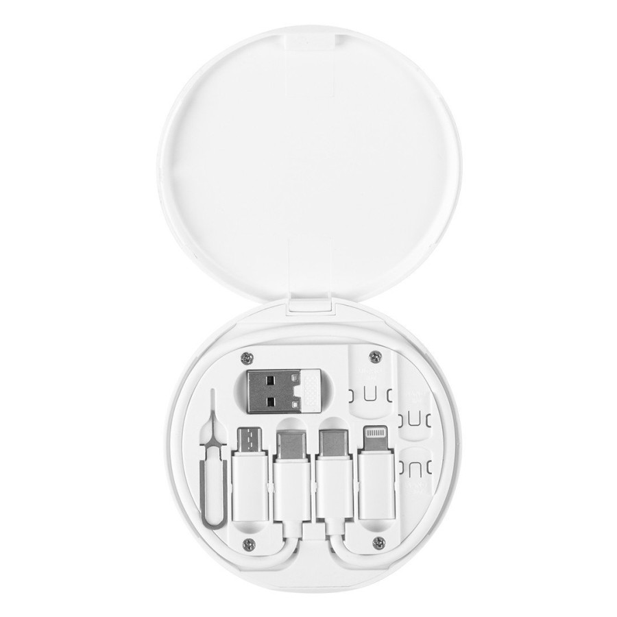 STOCK, kabl i adapteri u plastičnoj kutiji, držač za telefon, bela