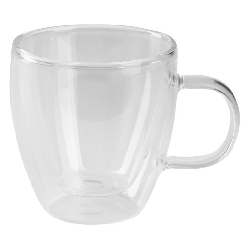 PIGNA MINI, two double wall glass espresso cups with saucers in a set, 2 x 100 ml, transparent