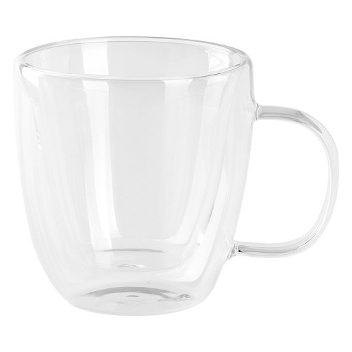 PIGNA MINI, set od dve staklene šolje sa tacnama za espresso sa dvostrukim zidom, 2 x 100 ml, transparentni