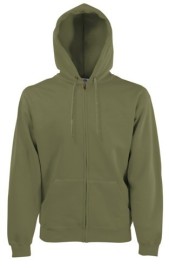Fruit of the Loom, Classic Hooded Sweat Jacket,unisex duks sa kapuljačom i cibzarom, maslinasto zelena , XL