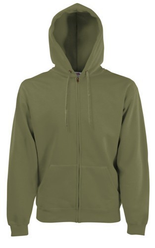 Fruit of the Loom, Classic Hooded Sweat Jacket, men's hooded sweatshirt, olive green, 2XL