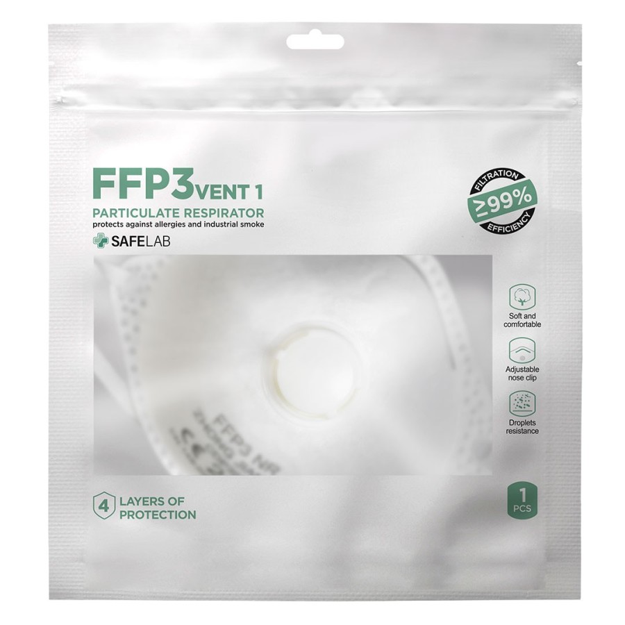 FFP3 VENT 1, face mask with valve, white
