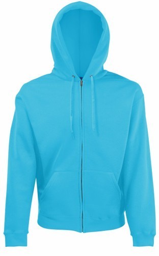 Fruit of the Loom, Classic Hooded Sweat Jacket, men's hooded sweatshirt, azure blue, S