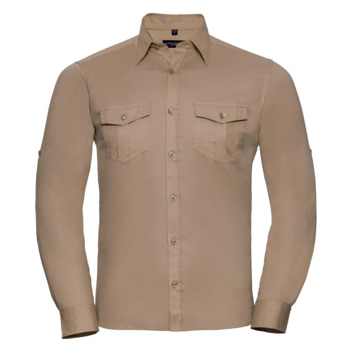 RUSSELL men's shirt with sleeves rolled up ROLL SLEEVE TWILL