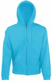 Fruit of the Loom, Classic Hooded Sweat Jacket, men's hooded sweatshirt, azure blue, 2XL