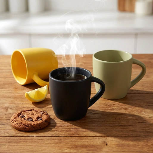 LUNA MINI, stoneware mug, 220 ml, light yellow