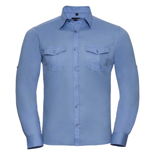 RUSSELL men's shirt with sleeves rolled up ROLL SLEEVE TWILL