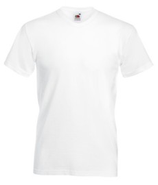 Fruit of the Loom, Valueweight, men's cotton T-shirt and V neckline, white, L
