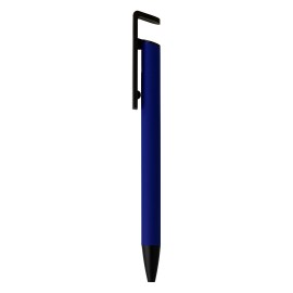 HALTER METAL, metal ball pen with mobile phone holder, royal blue