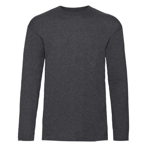 Fruit of the Loom, Valueweight, Men's Long Sleeve Cotton T-Shirt, Dark Ash Gray, XL