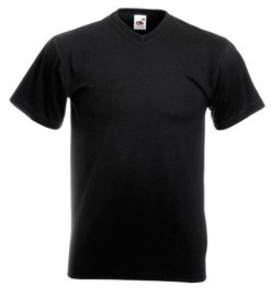 Fruit of the Loom, Valueweight, Men's Short Sleeve Cotton V-Neck Black M