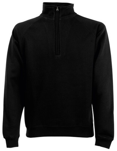 Fruit of the Loom, Classic Zip Neck Sweat, unisex duks sa cibzarom, crna , M