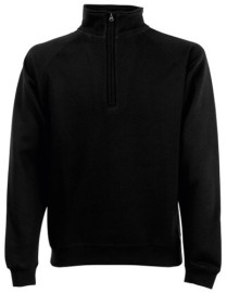 Fruit of the Loom, Classic Zip Neck Sweat, unisex duks sa cibzarom, crna , L